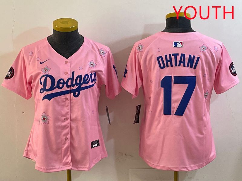 Youth Los Angeles Dodgers #17 Ohtani Pink Sakura Edition 2025 Nike MLB Jersey style 25